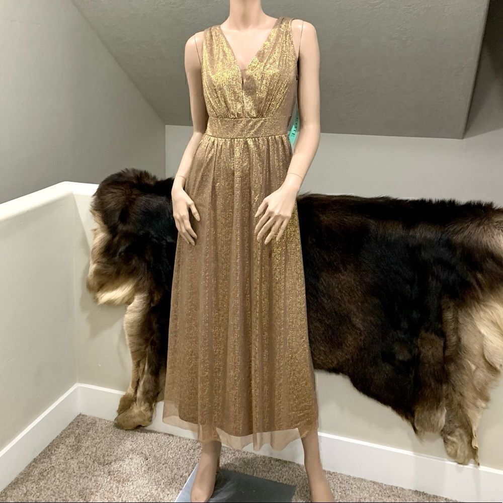 Elegant Glitter Tulle Pleated Midi Dress